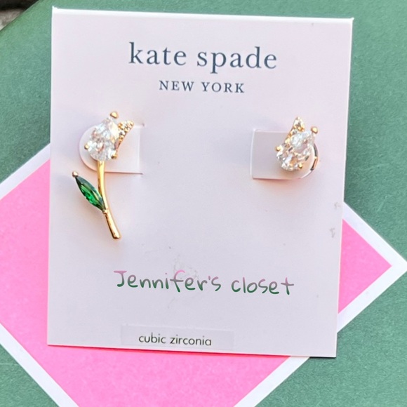 Kate Spade Stud Earrings NWT / Crystal Tulip Stud Earrings - Picture 7 of 7